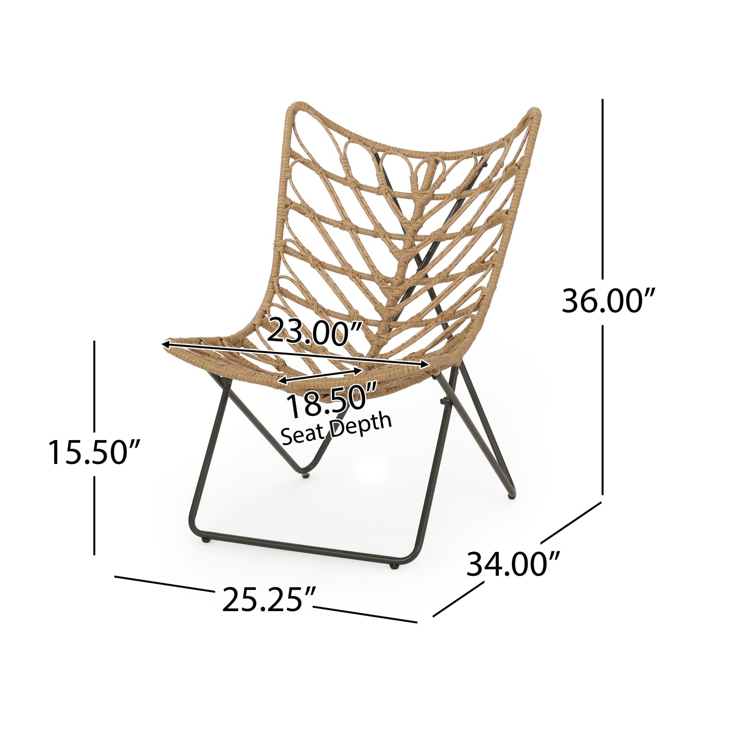 Danbury Outdoor Boho Modern Wicker Accent Chairs, Set of 2