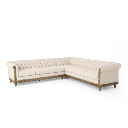 Kinzie Chesterfield Tufted 7 Seater Sectional Sofa with Nailhead Trim