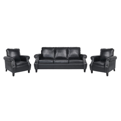 Burkehaven Contemporary Faux Leather 3 Piece Club Chair and Sofa Set