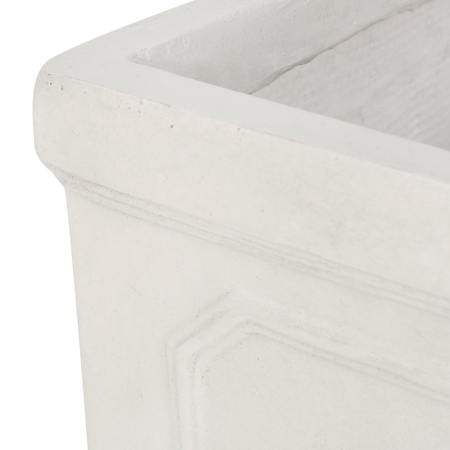 Greg Outdoor Small and Large Cast Stone Planter Set, Antique White