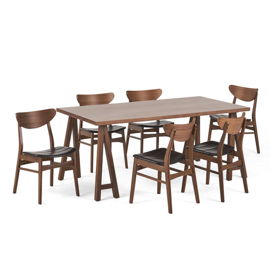 Camilla Mid-Century Modern 7 Piece Dining Set with A-Frame Table
