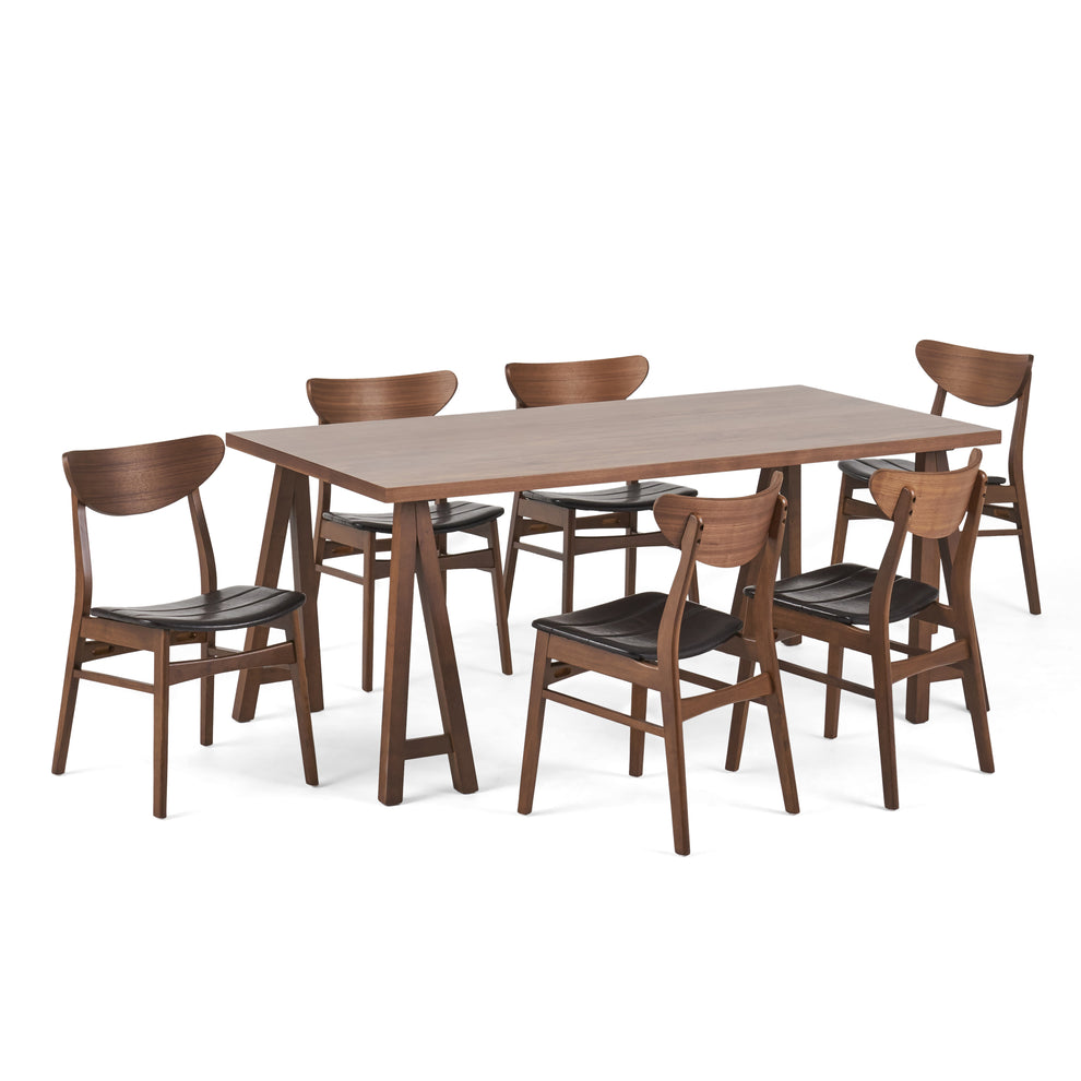 Camilla Mid-Century Modern 7 Piece Dining Set with A-Frame Table ...