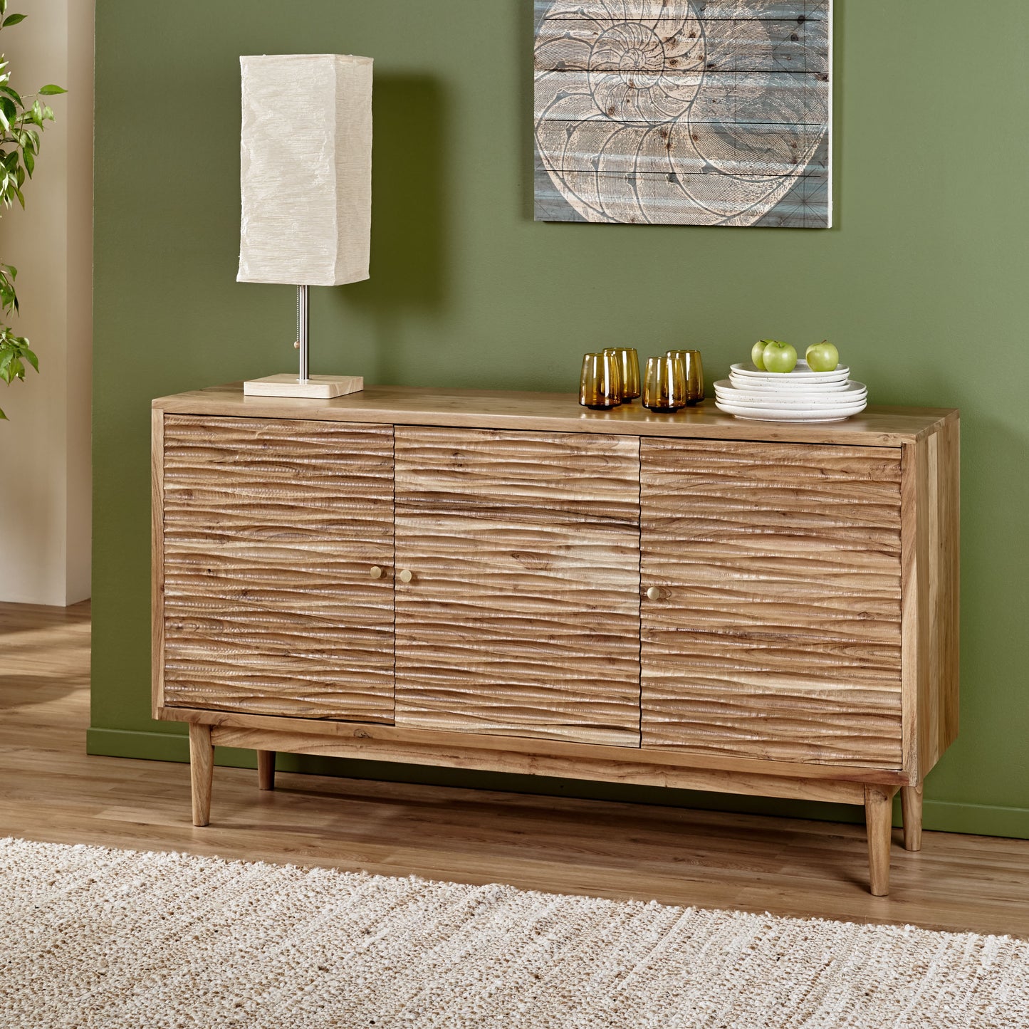 Tennille Warrenton Boho Handcrafted 2 Door Acacia Wood Sideboard, Natural