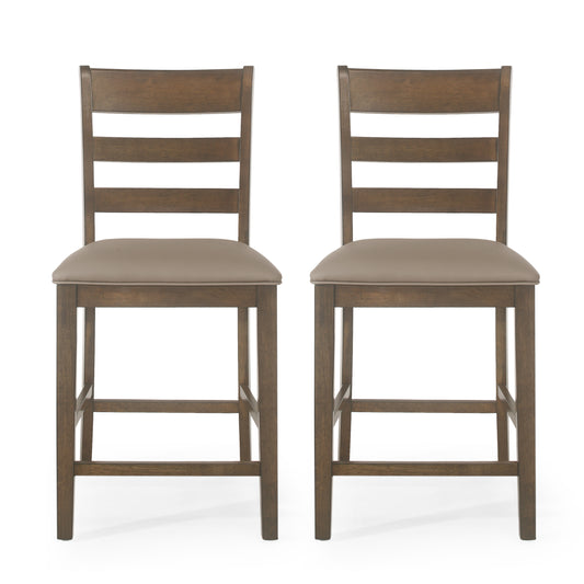 Boughton Farmhouse Upholstered Wood Counter Stools, Set of 2