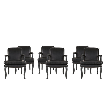 Tim French Country Faux Leather Dining Arm Chair with Nailhead Trim, Set of 6