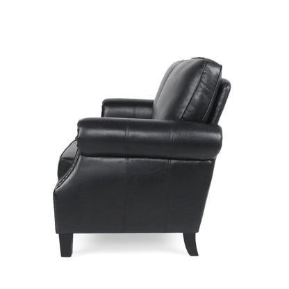 Pochelon Contemporary Faux Leather Loveseat with Nailhead Trim
