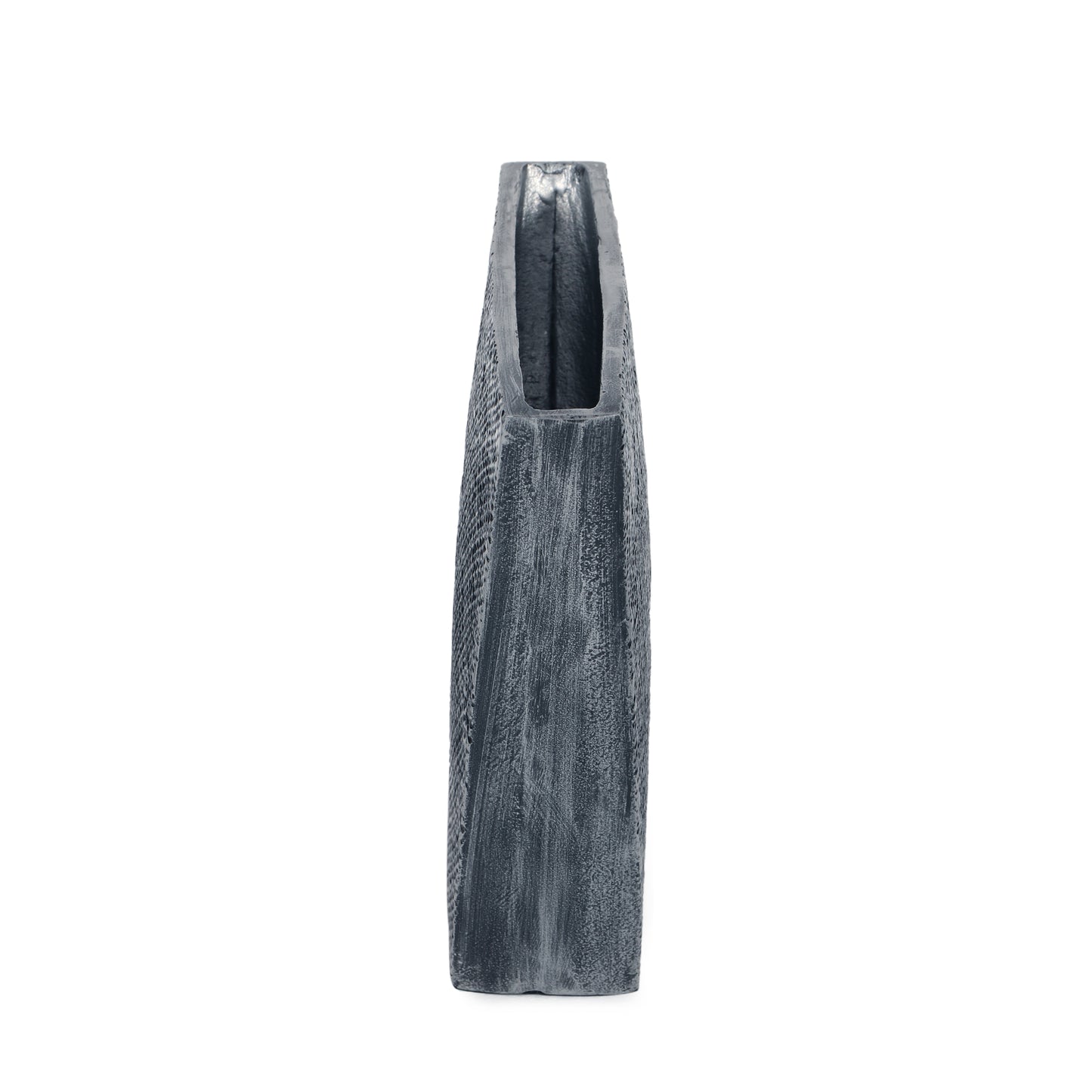 Currier Modern Handmade Aluminum Flat Vase, Charcoal