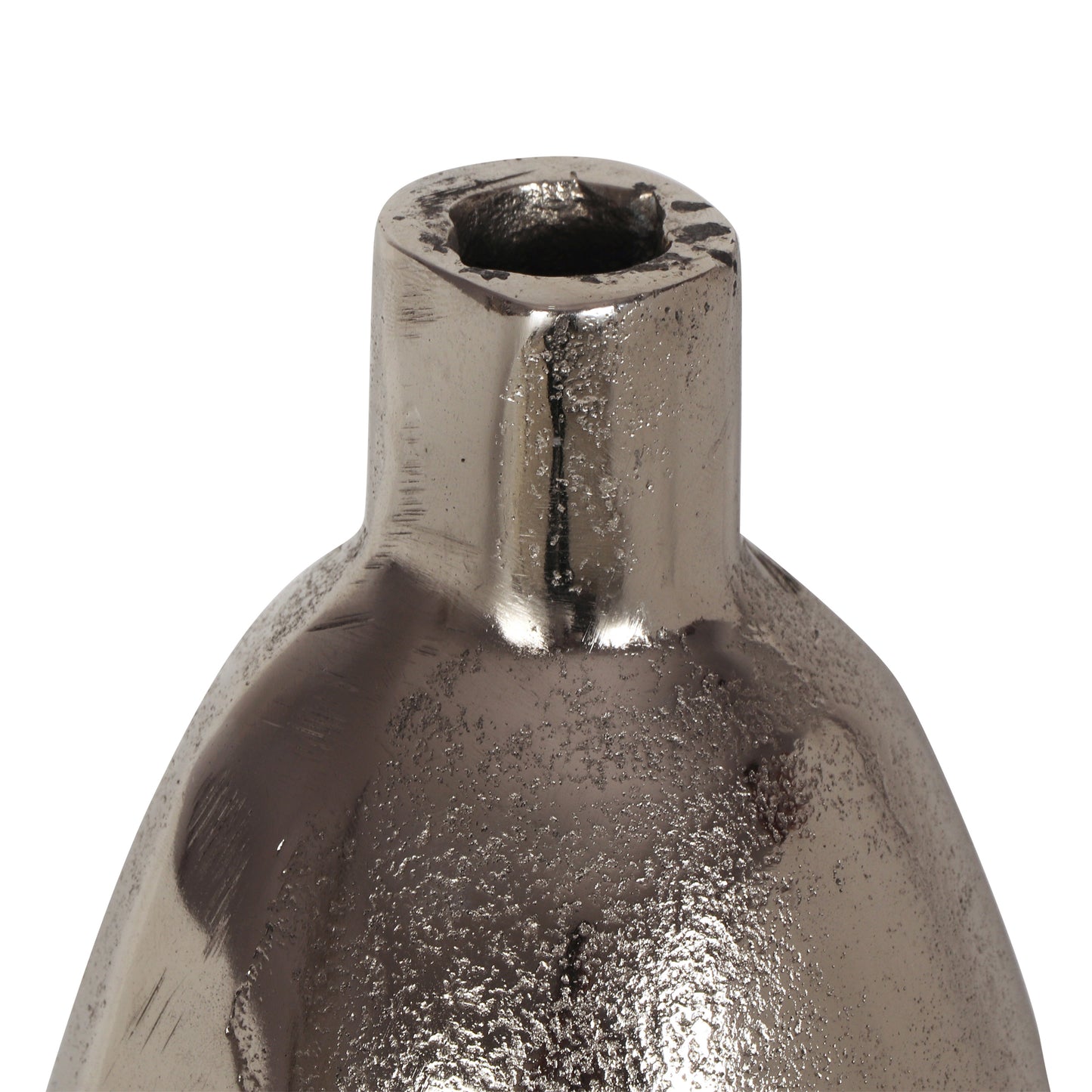 Judland Modern Handmade Aluminum Bottle Vase, Raw Nickel