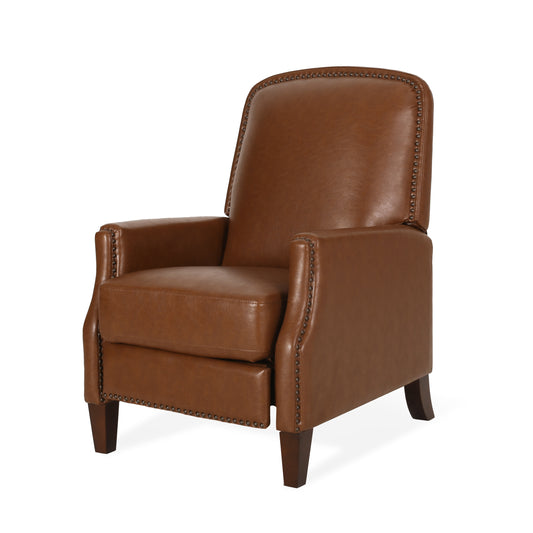 Breu Contemporary Upholstered Pushback Recliner with Nailhead Trim