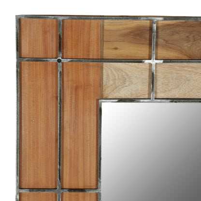 Vilamari Modern Industrial Handmade Wood Wall Mirror, Natural