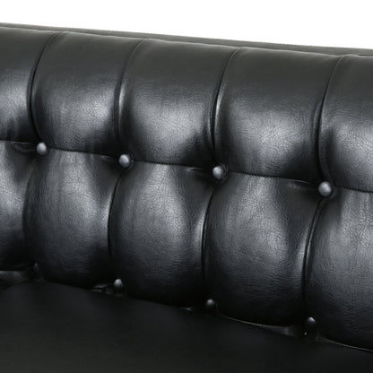Silkie Contemporary Faux Leather Tufted 3 Seater Sofa