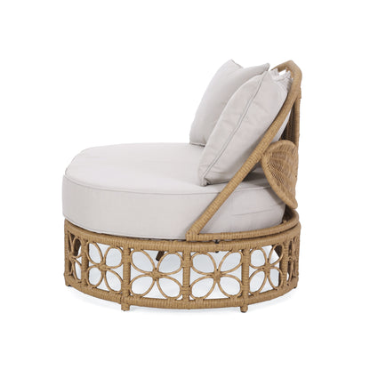 Homan Outdoor Wicker Daybed with Pillows, Light Brown and Beige