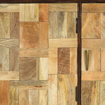 Graniss Boho Handmade Mango Wood 3 Door Sideboard, Walnut and Natural
