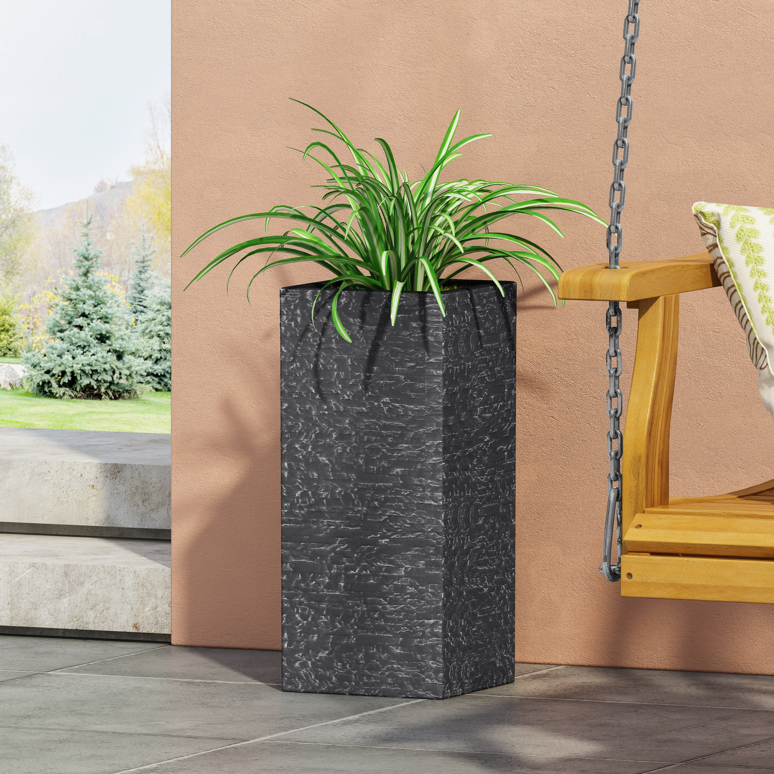 outdoor stone plant pots Leiman Outdoor Cast Stone Planter Medium