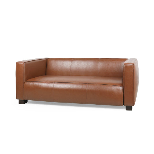 Minkler Contemporary Faux Leather 3 Seater Sofa