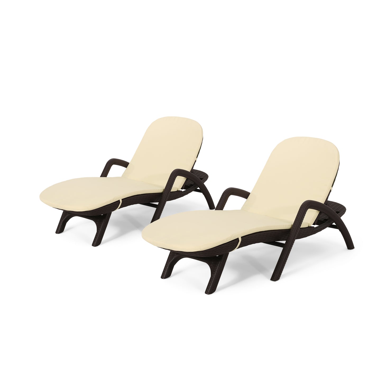 Riley Outdoor Faux Wicker Chaise Lounges with Cushion (Set of 2)