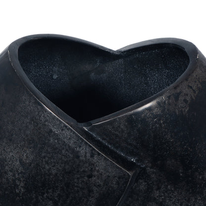 Morway Modern Handmade Aluminum Flat Vase, Charcoal