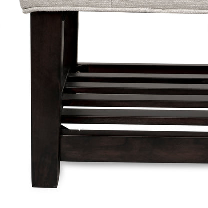 Pelon Contemporary Button Tufted Bench with Shelf