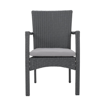 Oxford Outdoor 5 Piece Grey Wicker Dining Set with Cushions