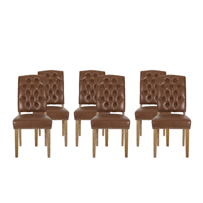 Frances Contemporary Tufted Dining Chairs with Nailhead Trim, Set of 6