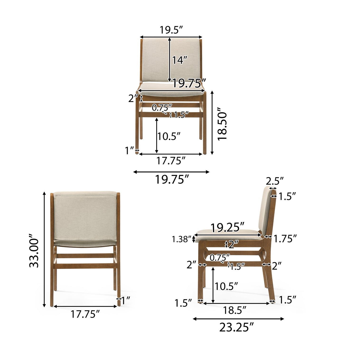 Galtin Contemporary Fabric Upholstered Wood Dining Chairs, Set of 4