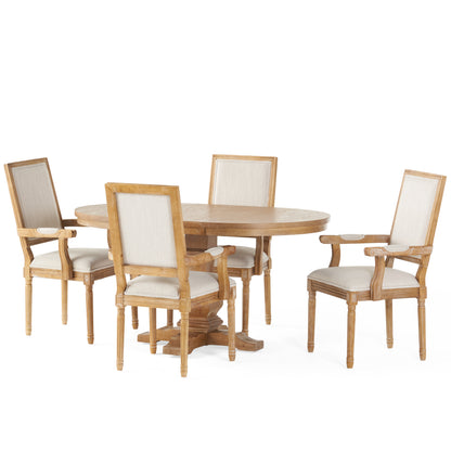 Ashlyn French Country Wood 5-Piece Expandable Dining Set