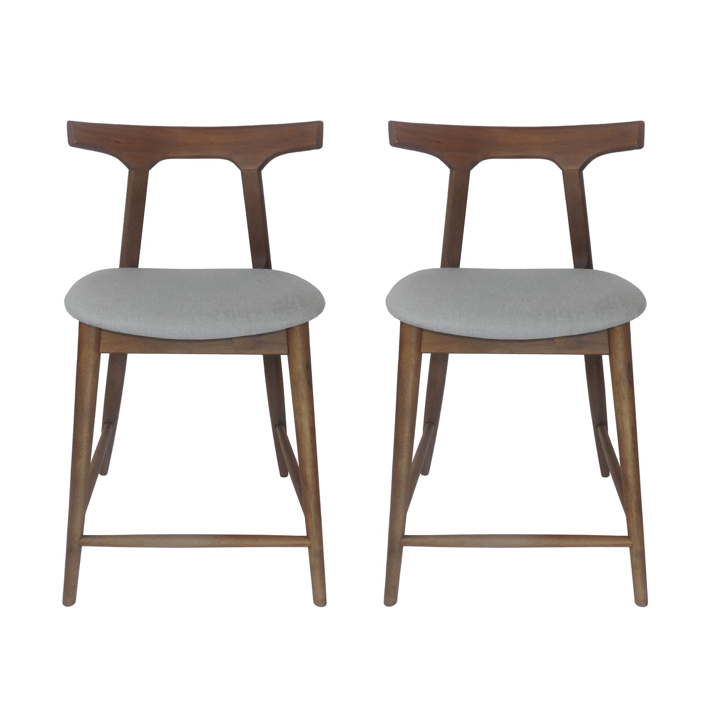 Annett Mid Century Modern Fabric Upholstered Wood 24.5 Inch Counter Stools (Set of 2)
