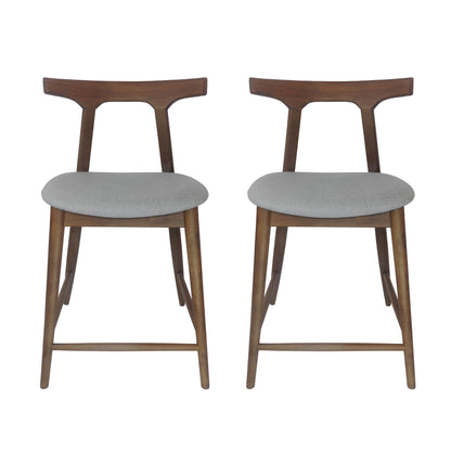 Annett Mid Century Modern Fabric Upholstered Wood 24.5 Inch Counter Stools (Set of 2)