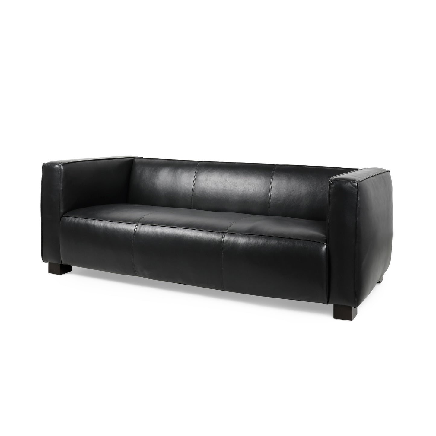 Minkler Contemporary Faux Leather 3 Seater Sofa