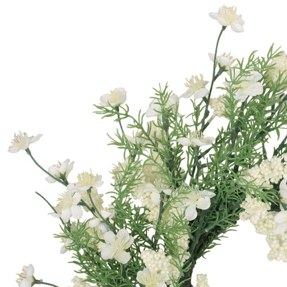 Wallsten 30" Plum Blossom Artificial Silk Wreath, Green and White