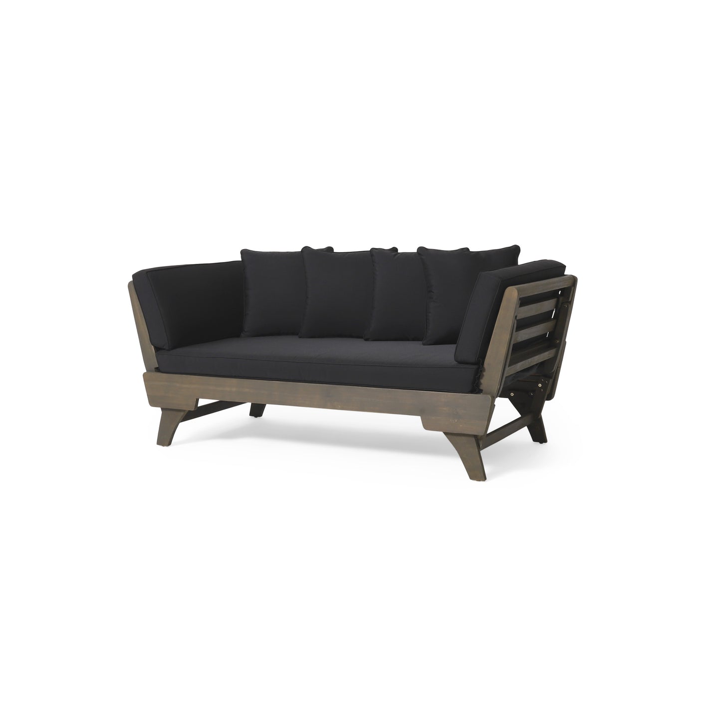 Othello Outdoor Acacia Wood Expandable Daybed with Water Resistant Cushions