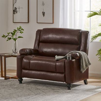 Upham Contemporary Faux Leather Oversized Pushback Recliner