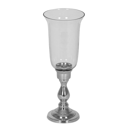 Bissell Handmade Aluminum Hurricane Candle Holder, Silver