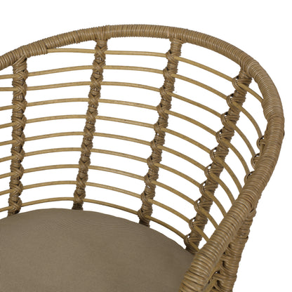 Monture Outdoor Wicker 2 Seater Chat Set, Light Brown and Beige