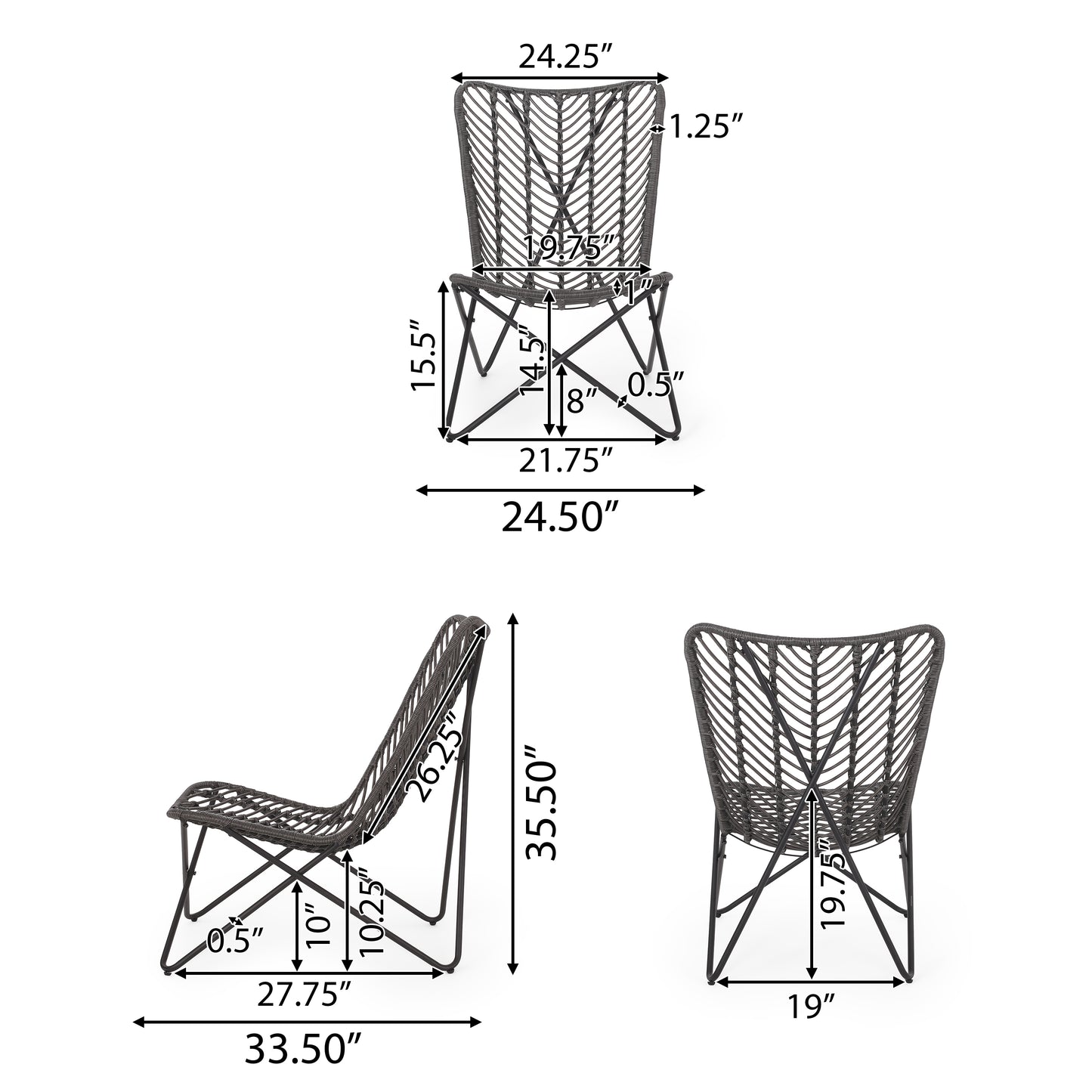 Juan Outdoor Wicker Accent Chairs, Set of 2