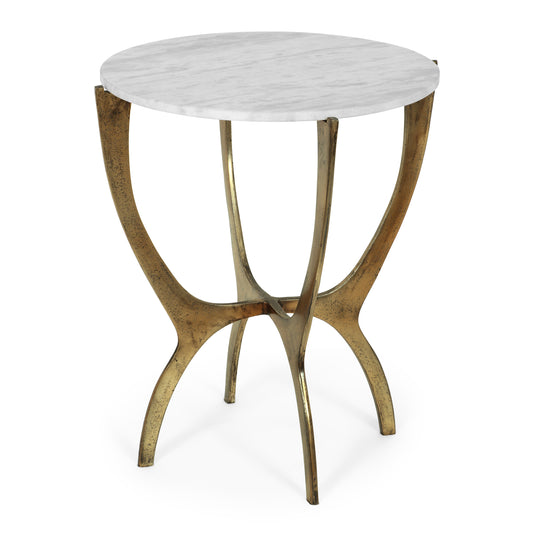 Elon Boho Glam Handcrafted Marble Top Side Table