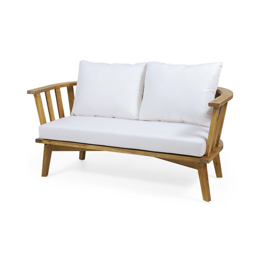Laiah Outdoor Wooden Loveseat with Cushions