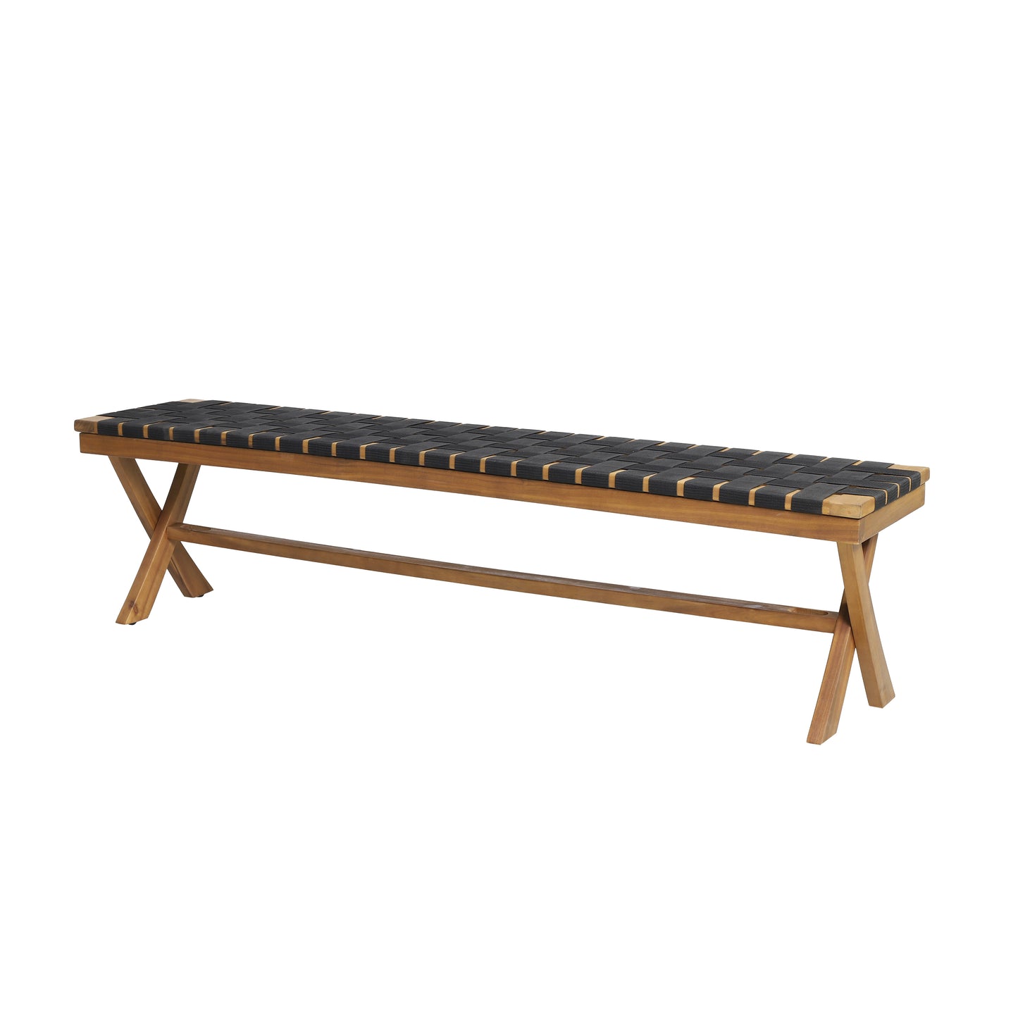 Angie Outdoor Acacia Wood Bench with Rope Seating