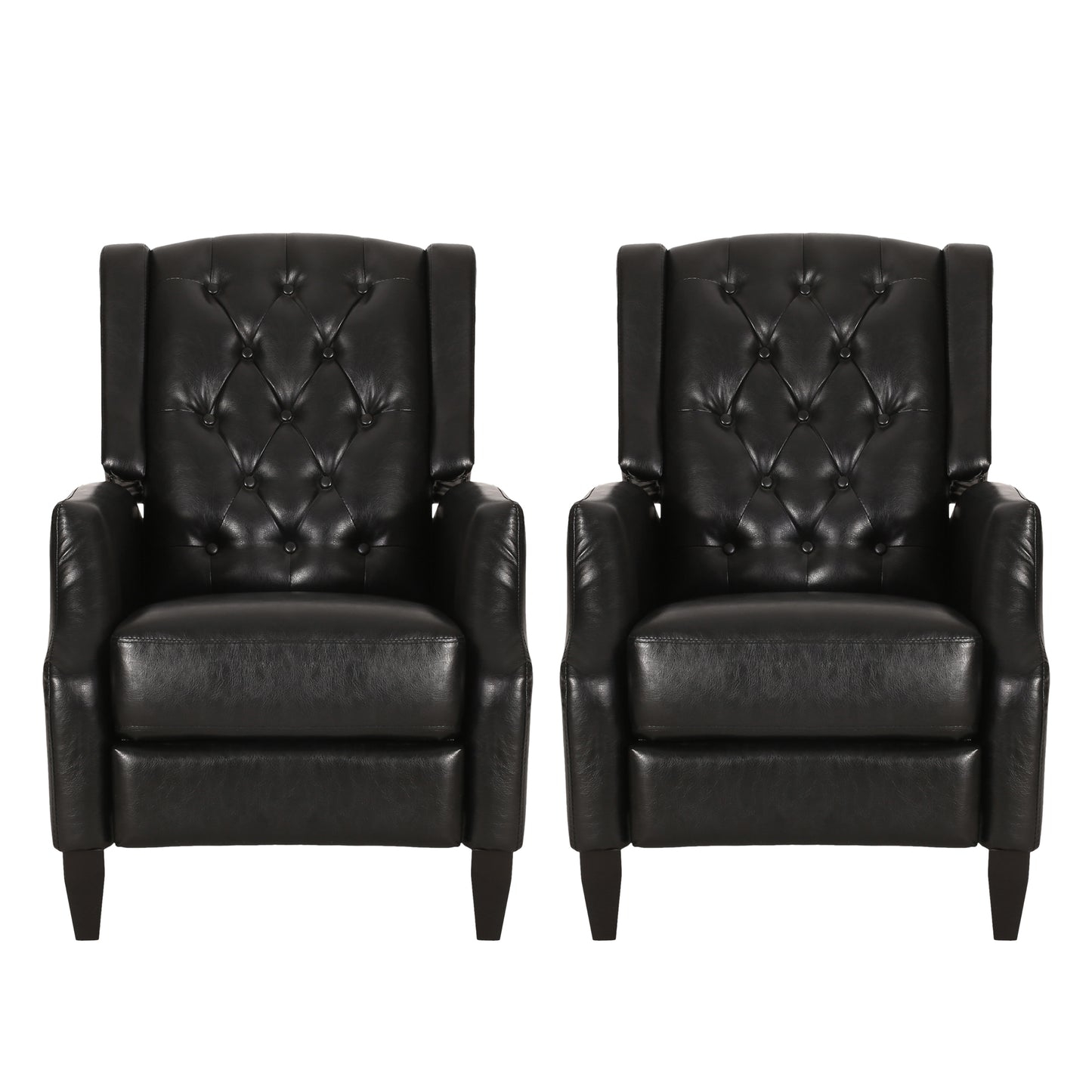 Loubar Contemporary Faux Leather Tufted Pushback Recliners, Set of 2
