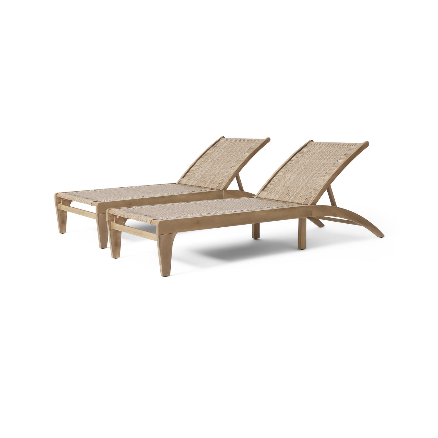 Stetson Outdoor Acacia Wood and Flat Wicker Chaise Lounge