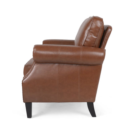 Burkehaven Contemporary Faux Leather Club Chair with Nailhead Trim