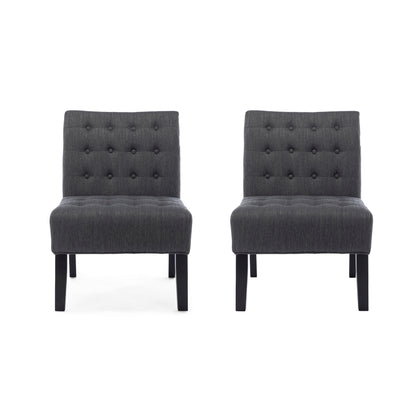 Mulligan Contemporary Fabric Tufted Slipper Chairs, Set of 2