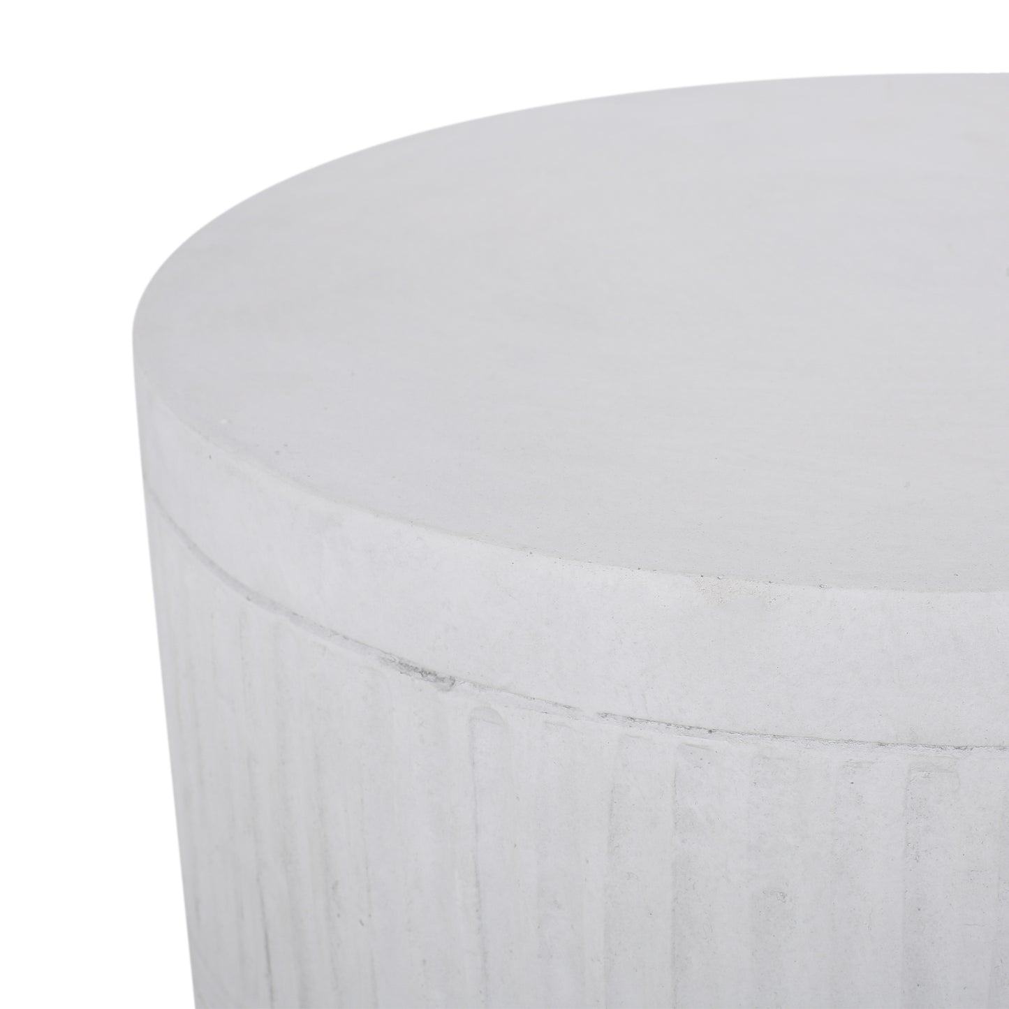 Drouin Outdoor Lightweight Concrete Side Table, Antique White