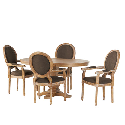Aisenbrey French Country Wood 5-Piece Expandable Oval Dining Set