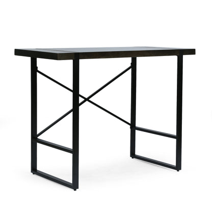 Vandalia Modern Industrial Handcrafted Mango Wood Counter Height Desk, Brown and Black
