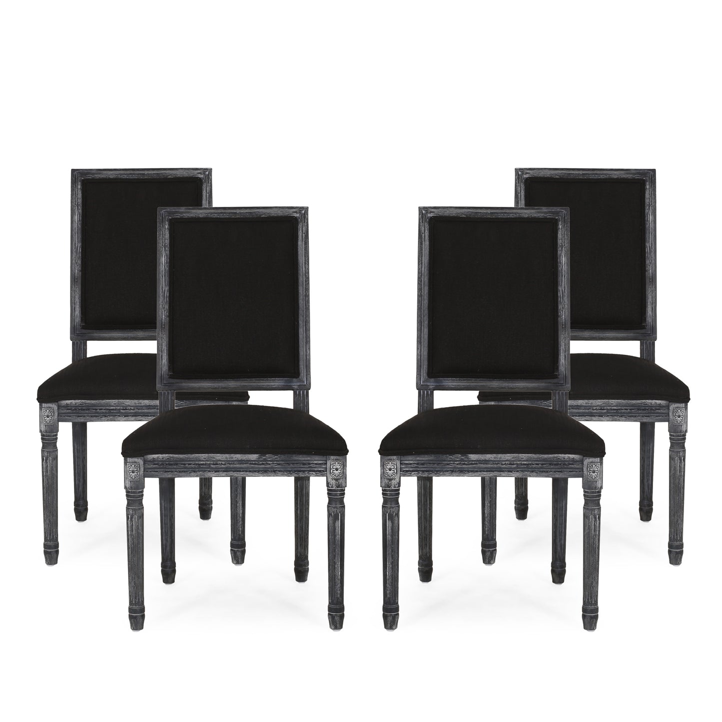 Amy French Country Wood Upholstered Dining Chair, Set of 4
