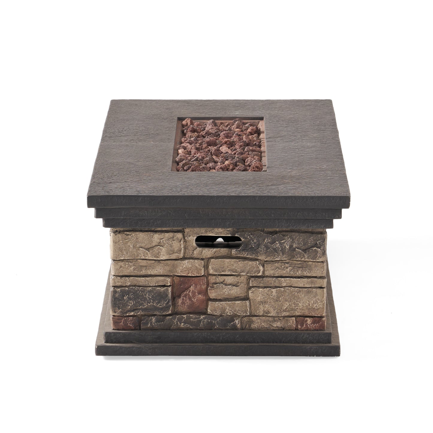 Troy Outdoor 50,000 BTU Lightweight Concrete Rectangular Fire Pit (No Tank Holder), Stone Finish