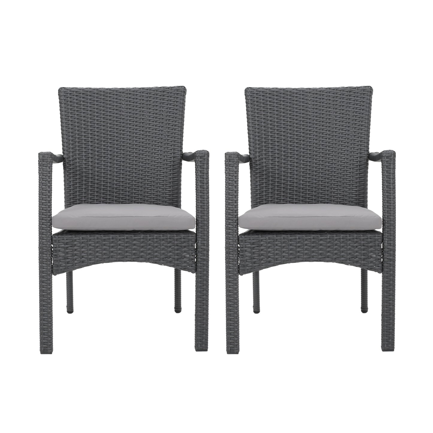 Tigua Outdoor Grey Wicker Dining Chair with Cushions (Set of 2)