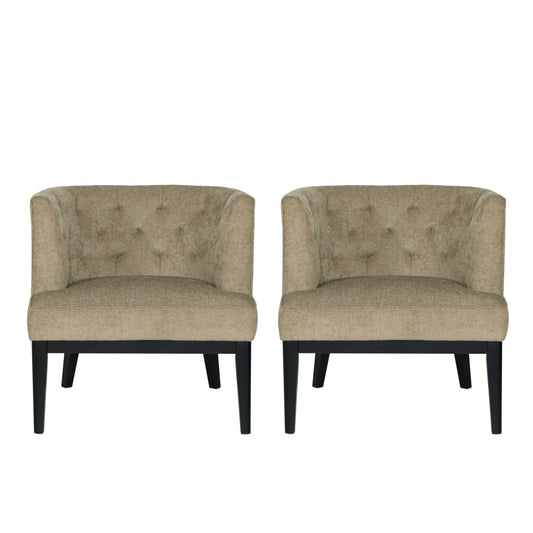 Evans Contemporary Fabric Tufted Accent Chairs, Set of 2