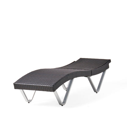 Manuela Outdoor Brown Wicker Aluminum Chaise Lounge Chair
